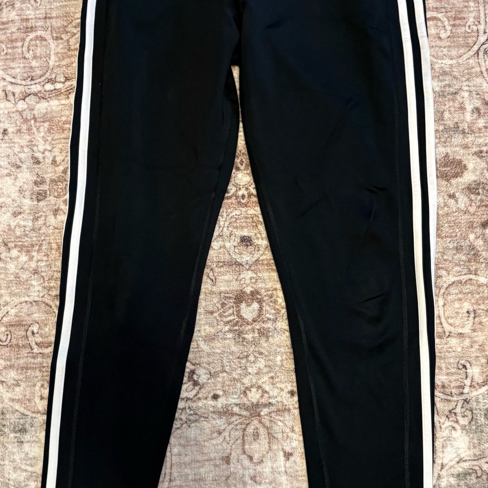 Adidas Black Leggings with White Side Stripes